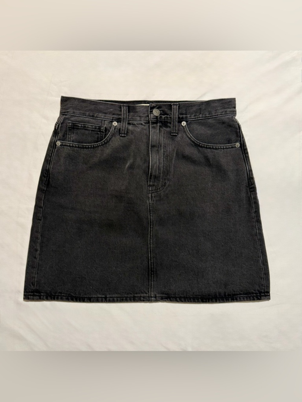 Madewell Washed Black Denim Mini Skirt